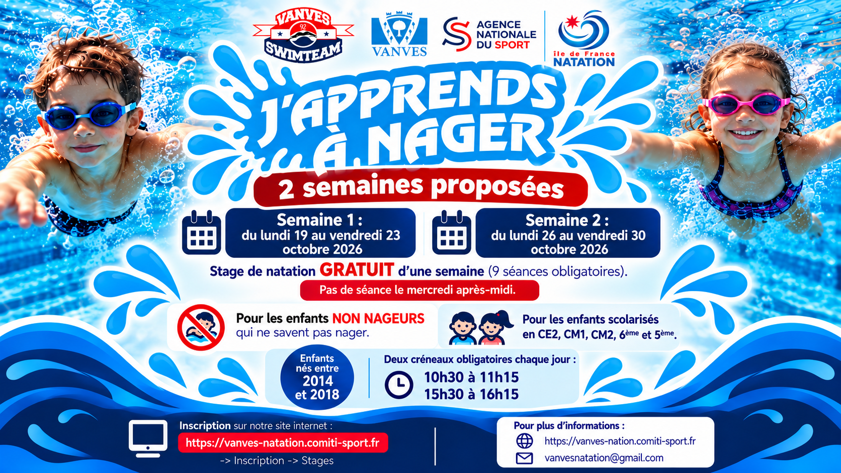Stage J'apprends à nager